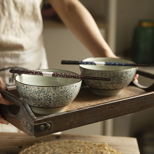 和风四季釉下彩日式6英寸陶瓷碗餐具家用饭碗菜碗汤碗拉面碗