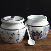 和风四季 釉下彩大号1.2L猪油罐大盐罐家用调料罐陶瓷辣子罐调味罐