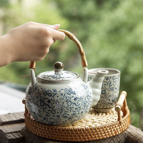 和风四季复古釉下彩陶瓷茶具