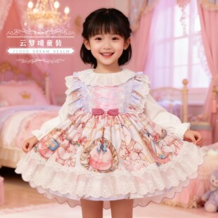 原创正品香水兔洛丽塔洋装女童西班牙公主裙蓬蓬连衣裙周岁礼服裙