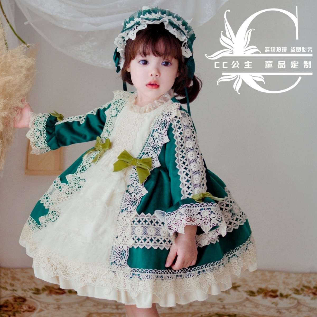 墨绿丝绒宫廷洛丽塔西班牙连衣裙