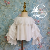 女童可爱衬衫 蕾丝原创洛丽塔打底上衣喇叭袖 百搭白色内搭 长袖 春款