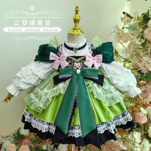 秋冬迪斯尼安娜公主裙丝绒洛丽塔蓬蓬裙宫廷女童连衣裙生日礼服