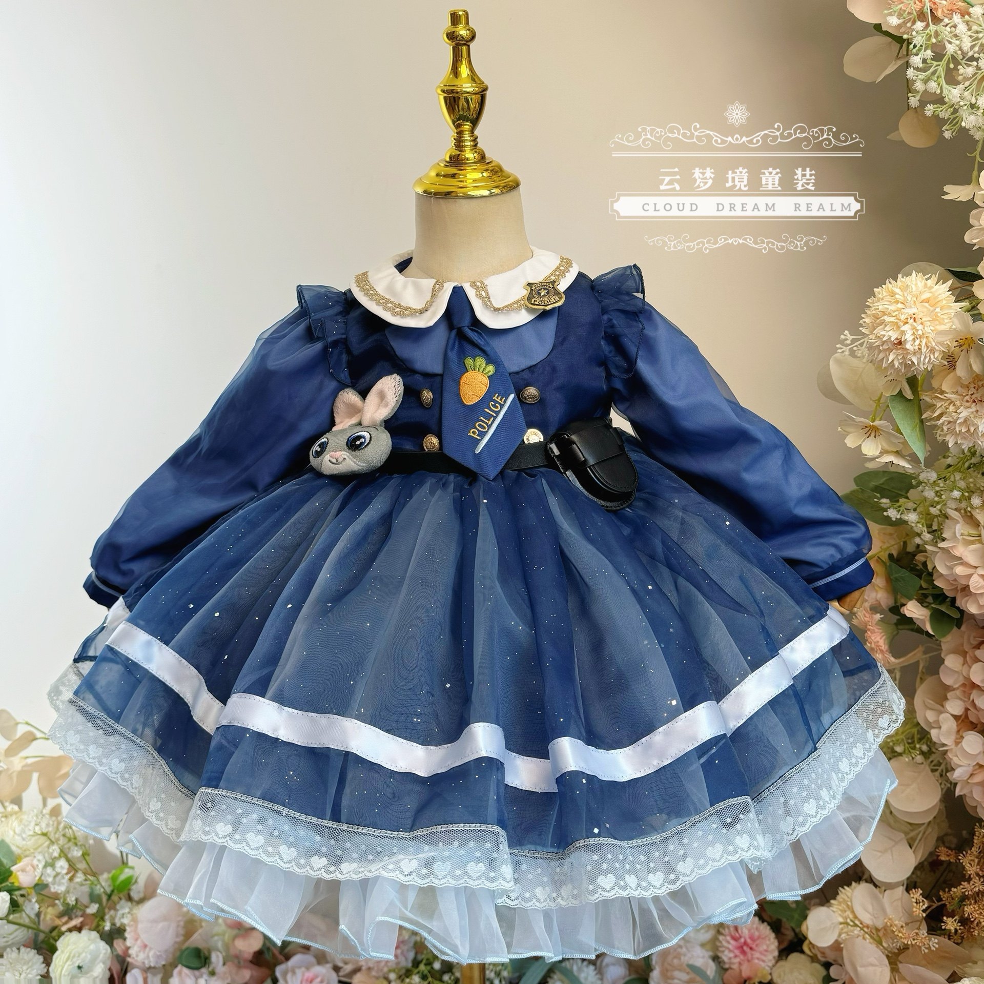 女童迪士尼可爱朱迪兔子警官连衣裙生日礼服儿童COS洛丽塔公主裙
