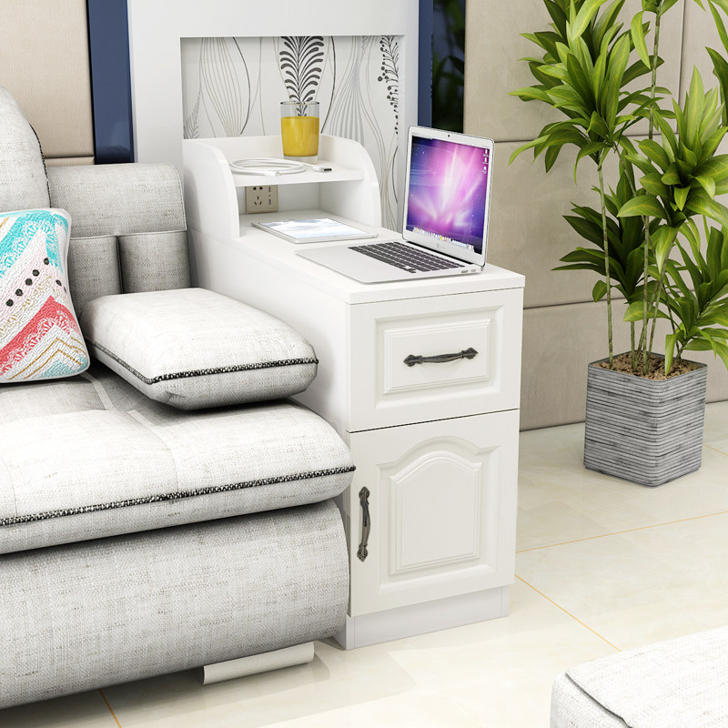 欧式沙发边柜现代简约客厅茶几柜带usb插座扶手柜 沙发边几经济型