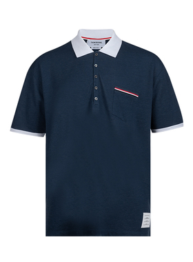 Thom Browne汤姆·布朗男条纹细节全棉短袖polo衫男士春夏XY推选