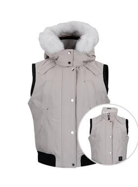 MOOSE KNUCKLES/慕瑟纳可女经典毛领羽绒马甲女士春季XY推广