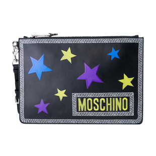 moschino/莫斯奇诺五角星字母拉链手拿包手挽包女XY特卖