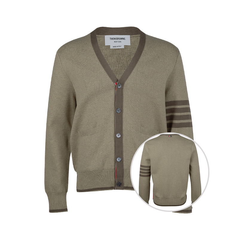 ThomBrowne单排扣V领长袖针织衫