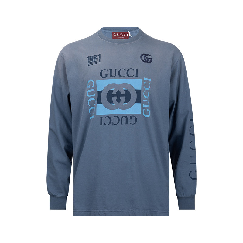 Gucci/古驰古驰男士字母LOGO全棉圆领长袖T恤男新款XY