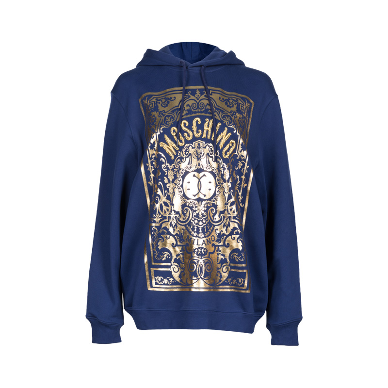 经典印花字母logo全棉连帽卫衣女