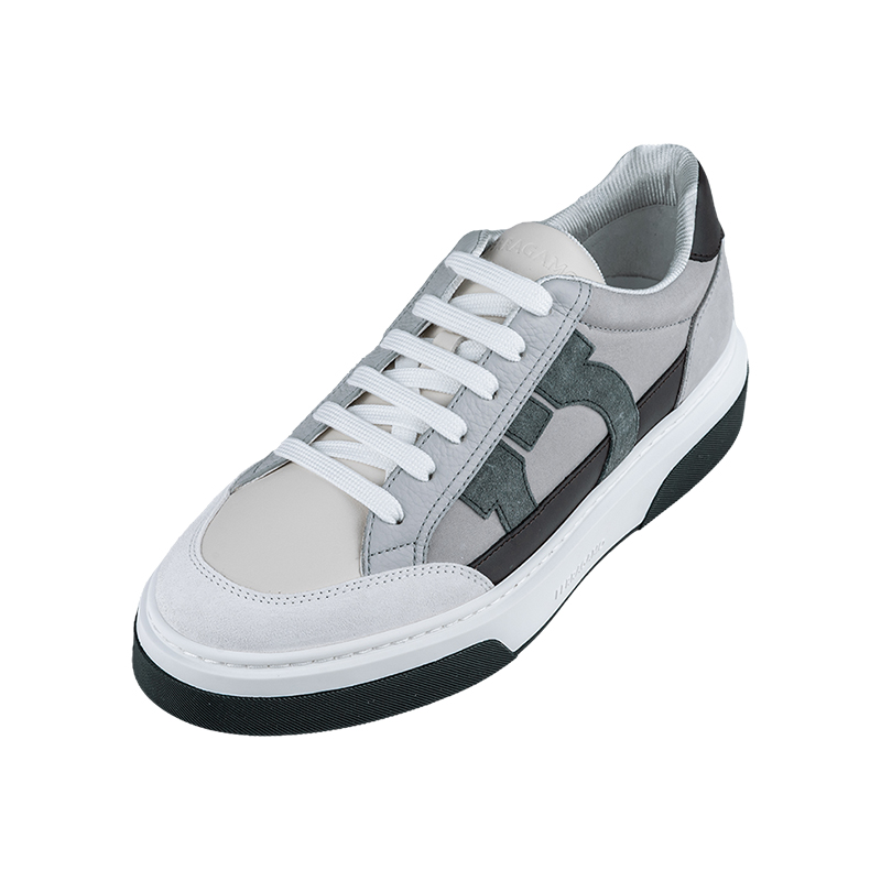 FERRAGAMO刺绣皮质板鞋男士