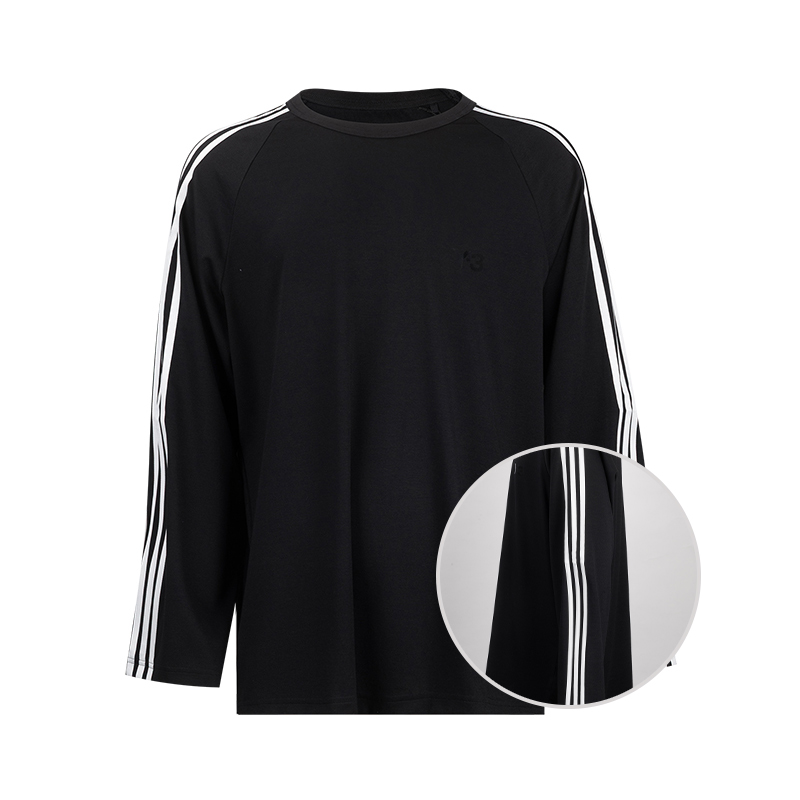 Y-3字母logo三条纹长袖T恤男士