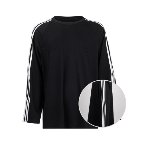 Y-3字母logo三条纹长袖T恤男士
