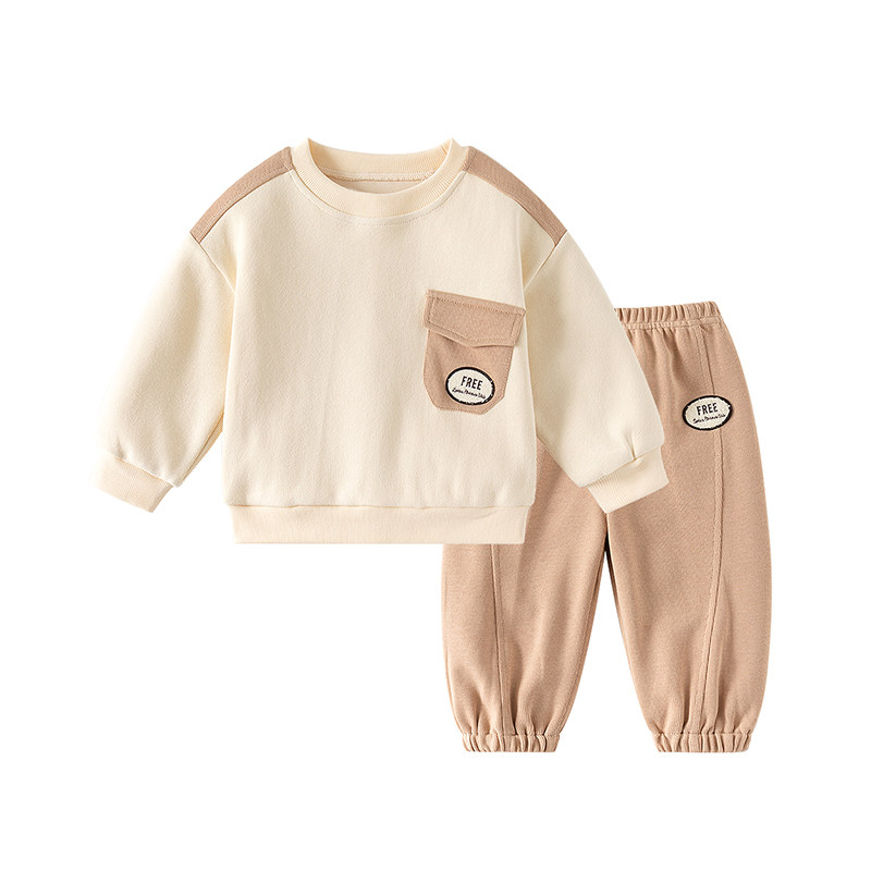 儿童男宝宝卫衣套装时髦帅气套头春秋季外出两件套休闲运动衣服