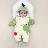 婴儿冬装 夹棉棉服新生儿哈衣外出抱衣绒棉 加厚连体衣男女宝宝冬季