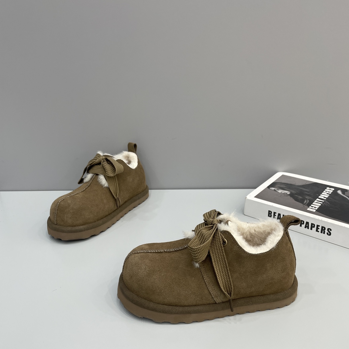 复古磨砂皮勃肯鞋增高雪地棉鞋