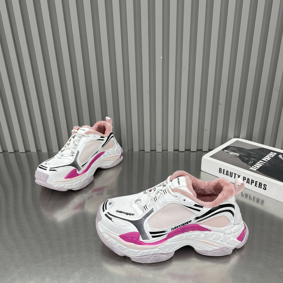 冬季新款厚底增高老爹鞋加绒保暖