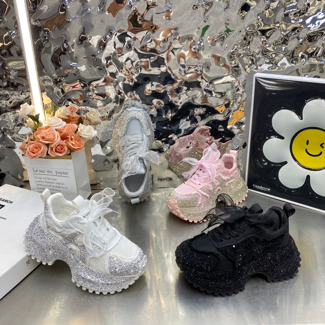 满钻网红网鞋女爆款百搭休闲鞋