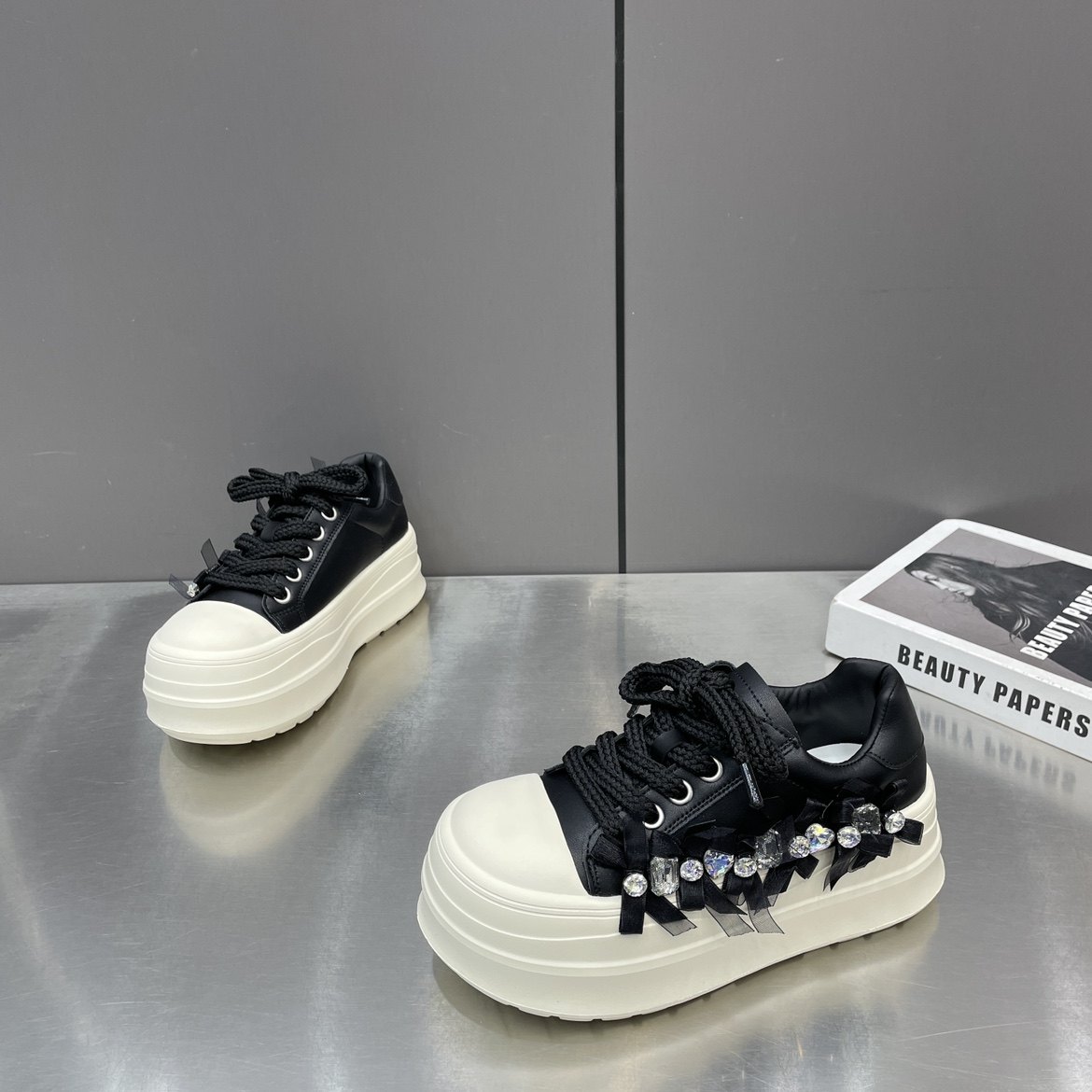 2026春季新款圆头松糕厚底板鞋女水钻蝴蝶结轻底欧货休闲鞋单鞋潮,女鞋,棉鞋,淘宝优惠券,粉丝福利购,淘宝优惠卷