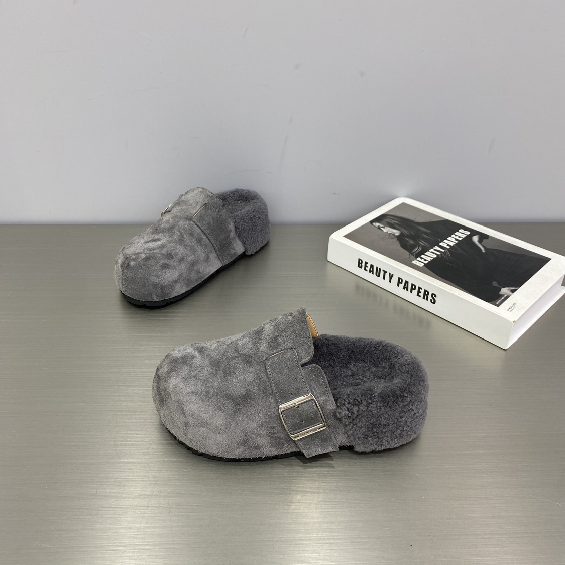 秋季厚底百搭包头勃肯毛毛拖鞋
