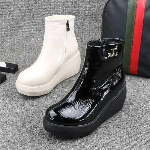 欧洲站2023秋冬季新款坡跟女鞋