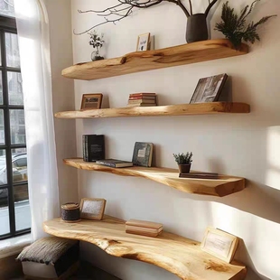 侘寂风实木香樟木博古架原木置物架茶叶展示柜收纳柜隔断架多宝阁