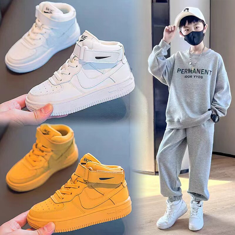 儿童鞋子2026春秋新款空军一号小白鞋男童运动鞋真皮女童白色板鞋