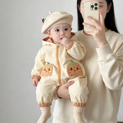 婴儿衣服春装宝宝超萌洋气周岁礼服百天双层连体衣小月龄外出爬服