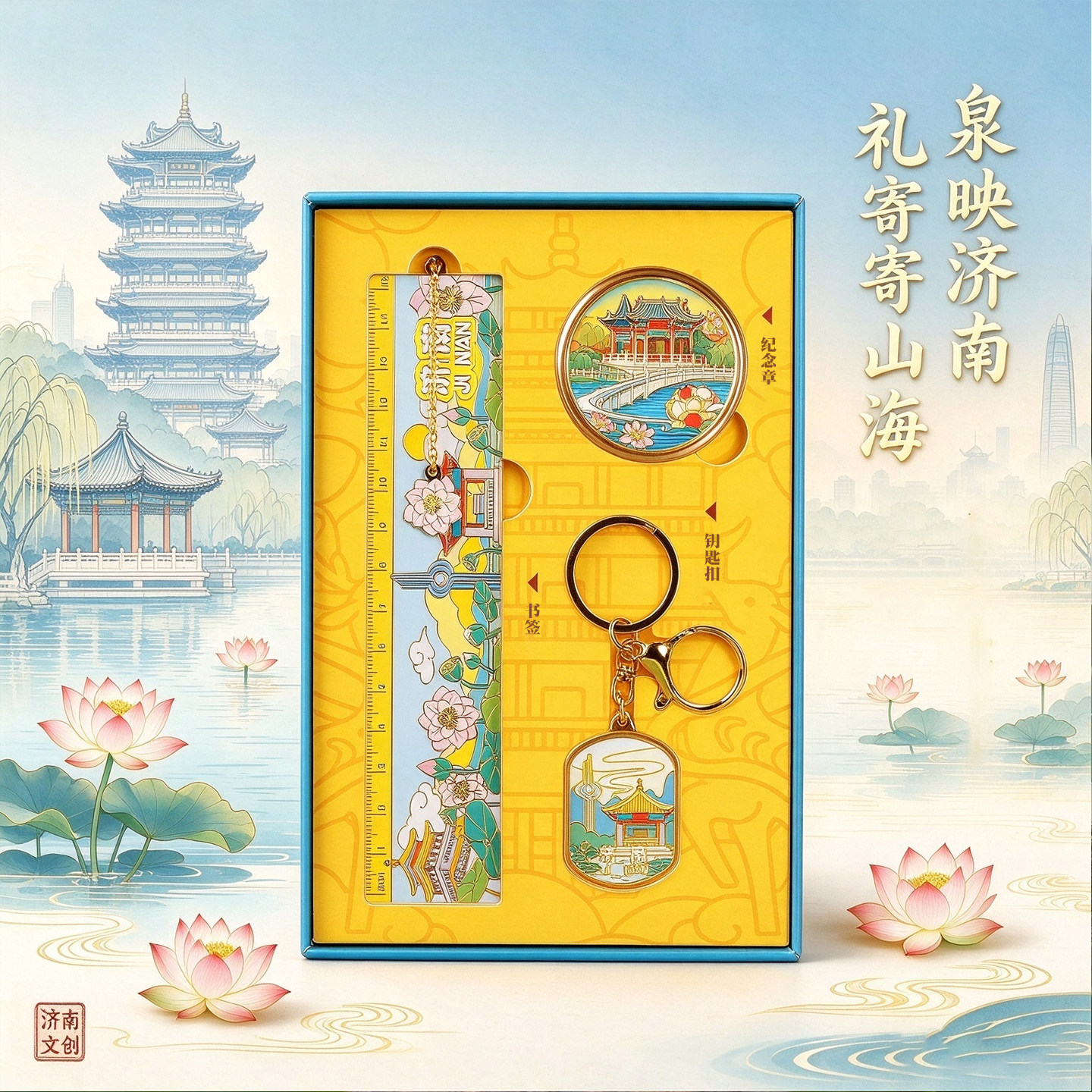 济南文创纪念品礼盒套装趵突泉大明湖书签钥匙扣城市旅游伴手礼物