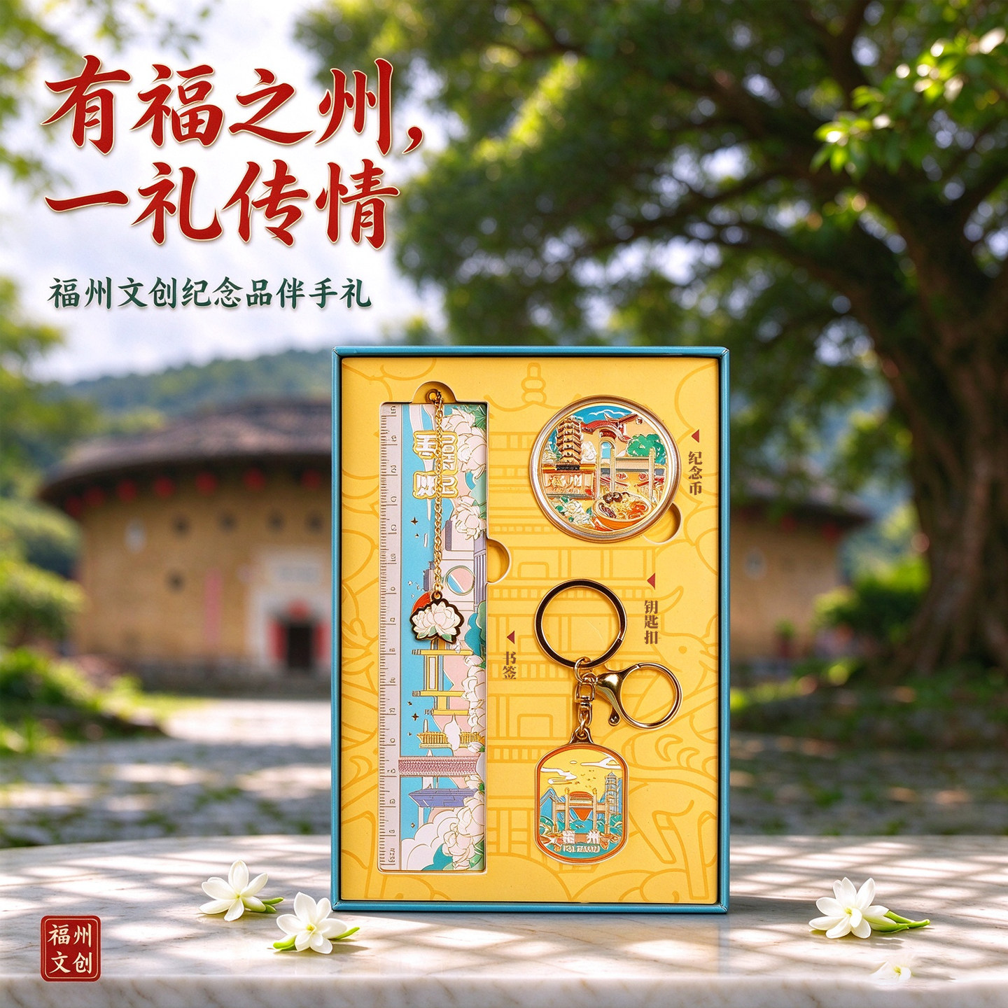 福州文创纪念品礼盒套装周边书签钥匙扣金属城市旅游景区伴手礼物