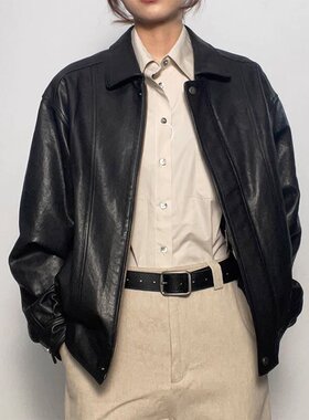 海宁真皮皮衣外套女2025春秋季新款复古高级植鞣绵羊皮机车夹克女