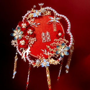 呦依原创中式 双面双圈团扇diy材料包新娘结婚龙凤秀禾服手捧花束