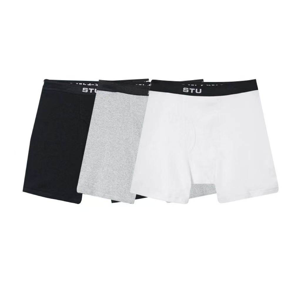 S牌Boxer Briefs 经典Logo 男士长款纯棉平角内裤基础款潮人大码