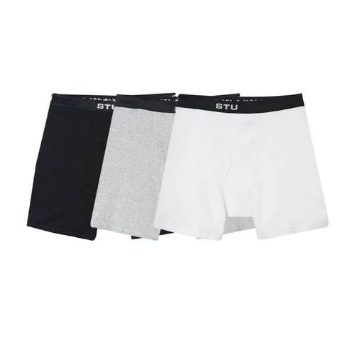 S牌Boxer Briefs 经典Logo 男士长款纯棉平角内裤基础款潮人大码