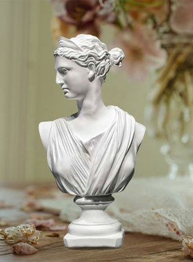 月亮女神树脂少女头像拍照道具家居工艺品北欧装饰头像雕塑摆件