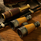 美式 饰品树脂工艺客厅样板间酒吧橱柜摆件 复古单双筒望远镜创意装