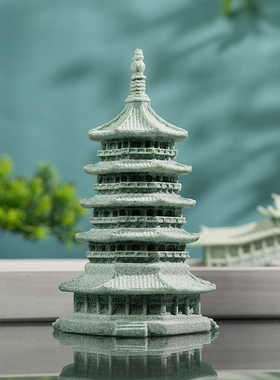 青砂石雷锋塔摆件假山鱼缸微景观水陆缸盆景流水装饰古风家居摆件