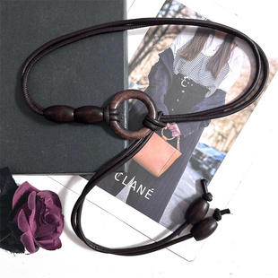 配裙子 个性 腰带女装 时尚 细腰绳潮 饰圆圈打结皮绳软长款 春夏新款