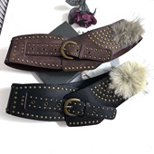 轻亚皮带装 y2k美式 辣妹毛毛铆钉腰带女不规则腰封配裙子牛仔裤 饰