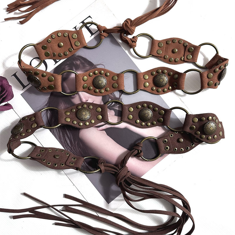 鹿皮绒腰带女腰链配饰时尚百搭配裙子复古铆钉装饰流苏绑带腰绳潮,服饰配件/皮带/帽子/围巾,腰带/皮带/腰链,淘宝优惠券,粉丝福利购,淘宝优惠卷