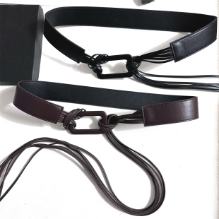 复古风流苏腰带女皮质辣妹皮带配连衣裙毛衣高级感百搭装 带 饰皮裤