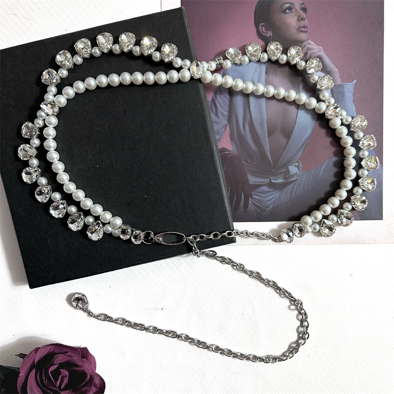 高级感珍珠腰链配饰女水钻腰带装饰配连衣裙子牛仔裤链子2025新款