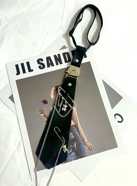 jk领结dk领带皮革领朋克风金属男女免打脖子五金小熊学院学生成人