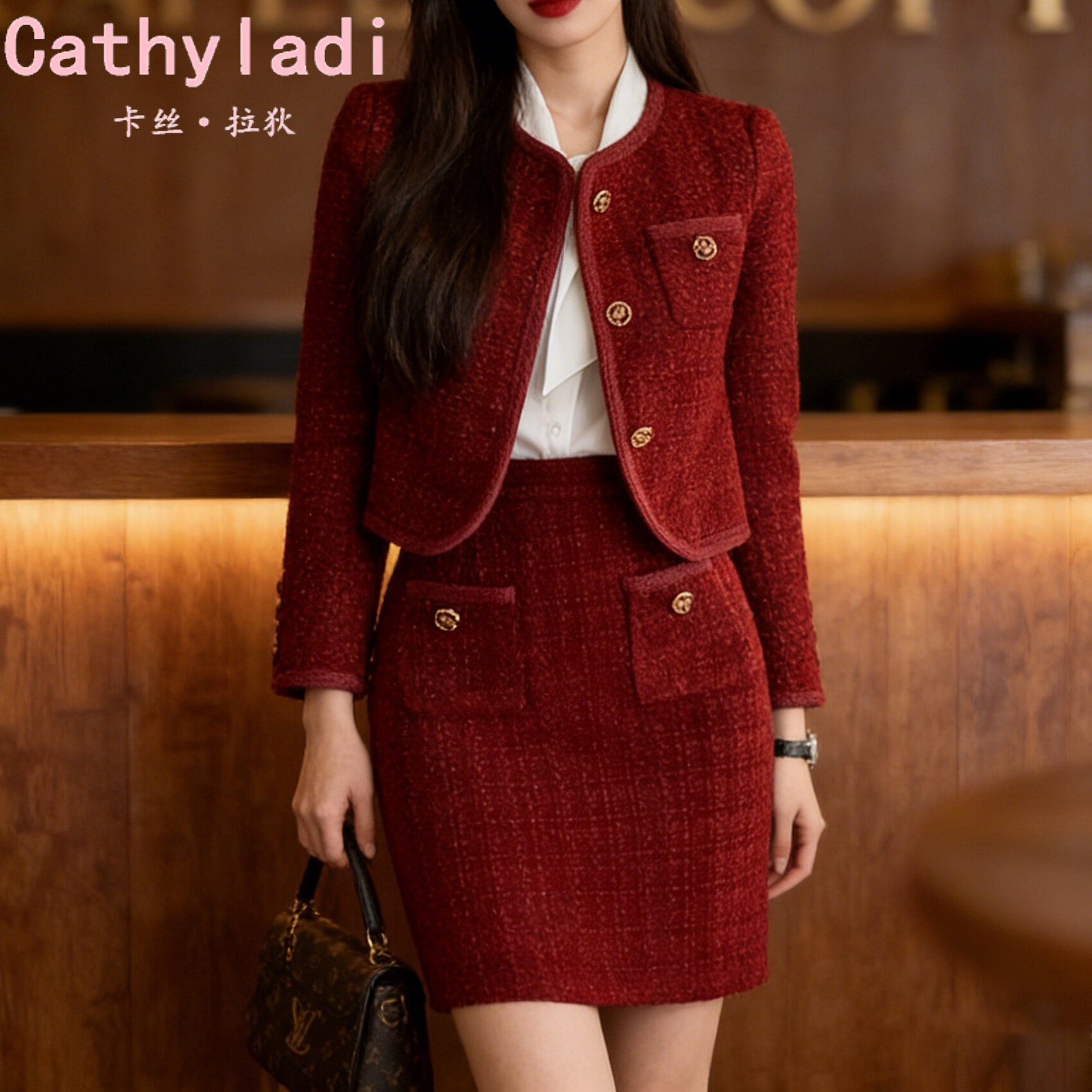 CATHYLADI时尚气质高级感小香风外套2025年秋冬季轻奢优雅两件套