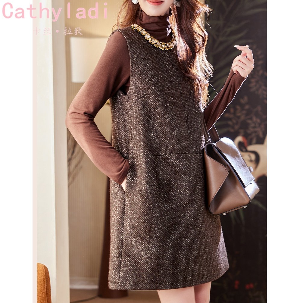 CATHYLADI时尚复古小香风套装2025冬季法式打底上衣背心裙两件套,女装/女士精品,时尚套装,淘宝优惠券,粉丝福利购,淘宝优惠卷