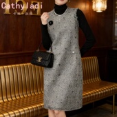 CATHYLADI轻奢名媛圆领背心裙2026年春季 连衣裙 休闲无袖 法式 时尚