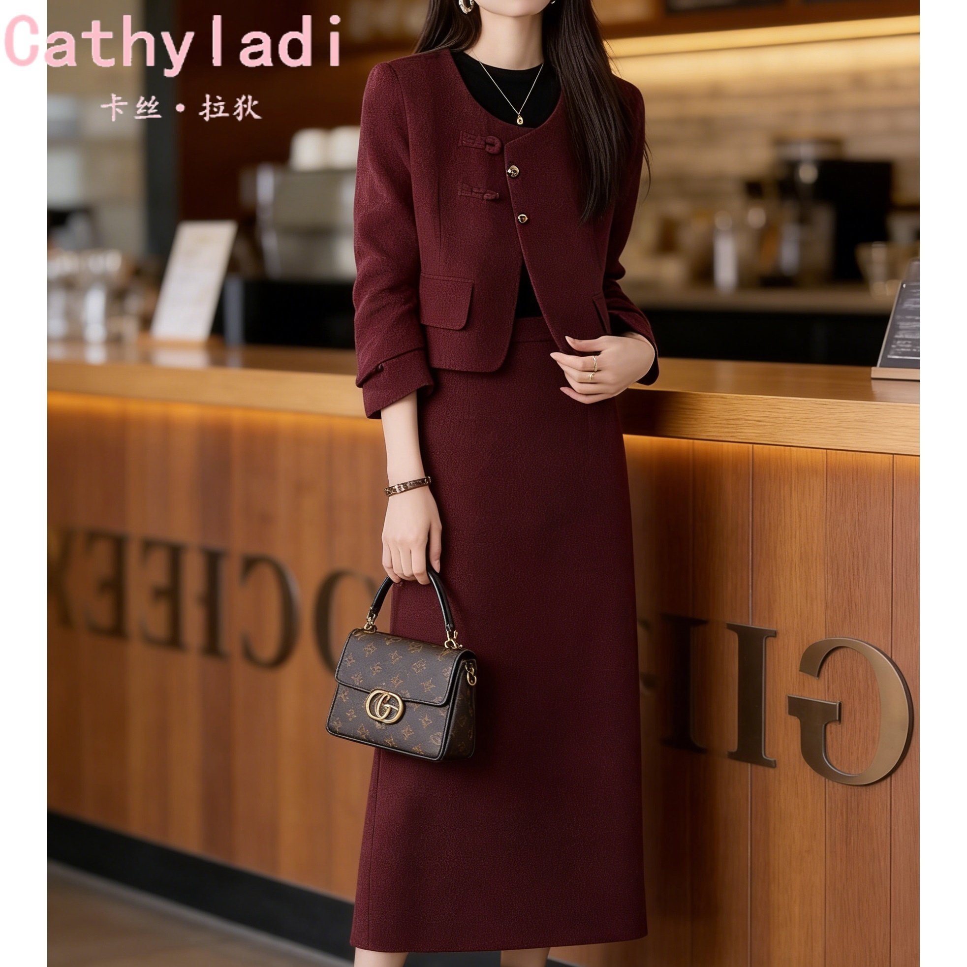 CATHYLADI气质法式名媛显瘦套装2025冬季小香风外套半身裙两件套,女装/女士精品,时尚套装,淘宝优惠券,粉丝福利购,淘宝优惠卷