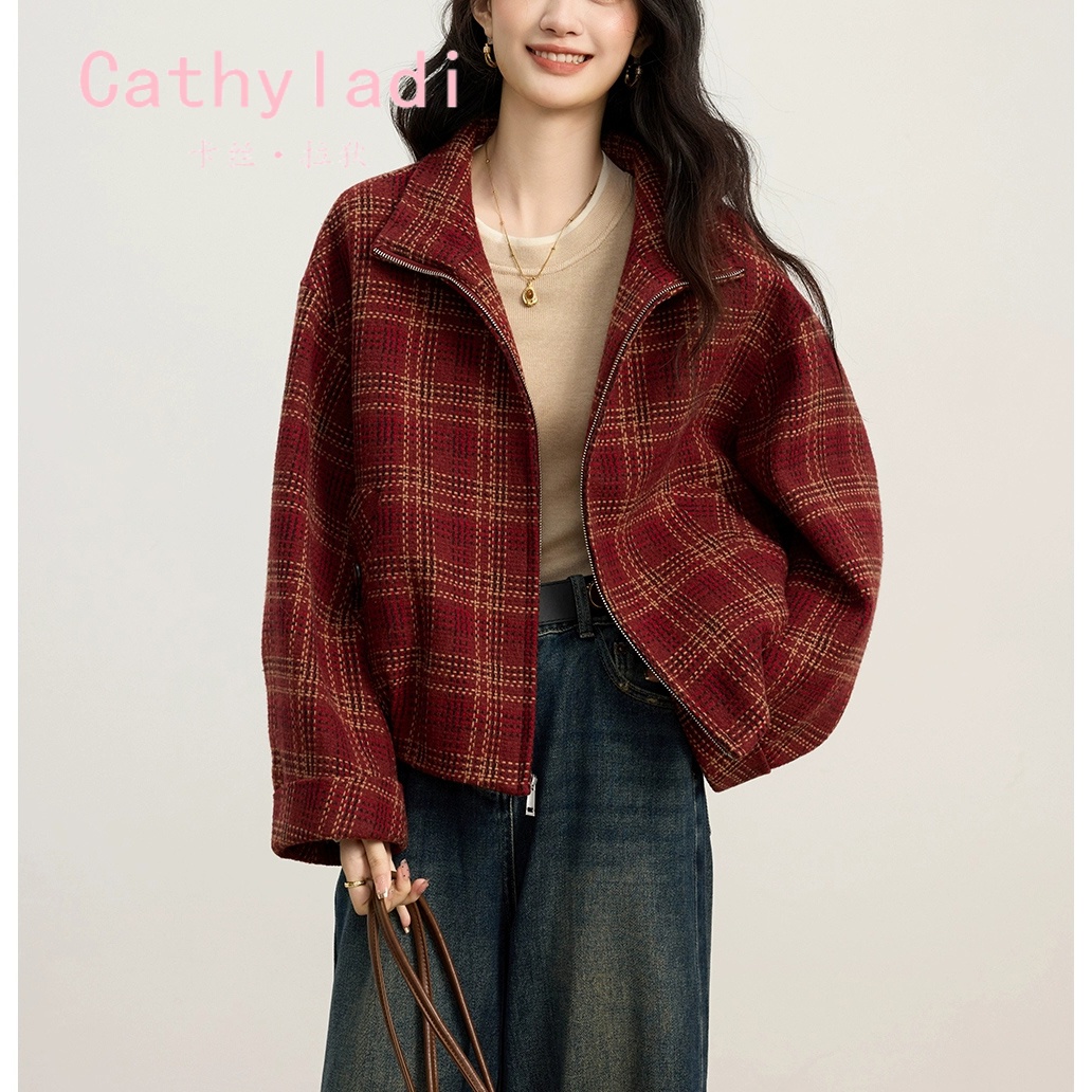 CATHYLADI复古格纹新款短外套