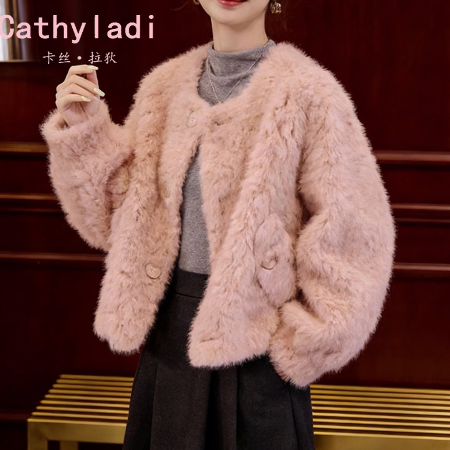 CATHYLADI粉色小香风减龄外套2026冬季新款宽松百搭时尚圆领上衣,女装/女士精品,短外套,淘宝优惠券,粉丝福利购,淘宝优惠卷